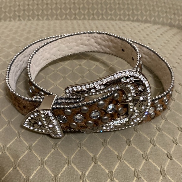 Non branded styling rhinestone brown and silver belt. - Picture 1 of 4